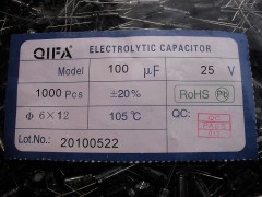 原裝正品，廠家直銷２５ｖ１００ＵＦ（６×１２）-- 廣奇發電子有限公司